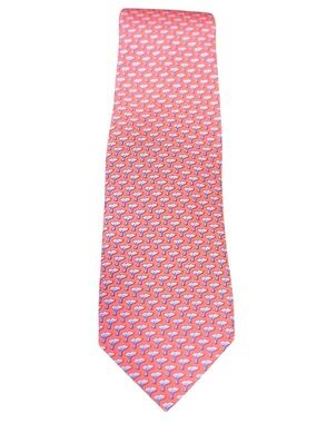 Vineyard Vines Pink Whale Tail Silk Tie Novelty Nautical Preppy